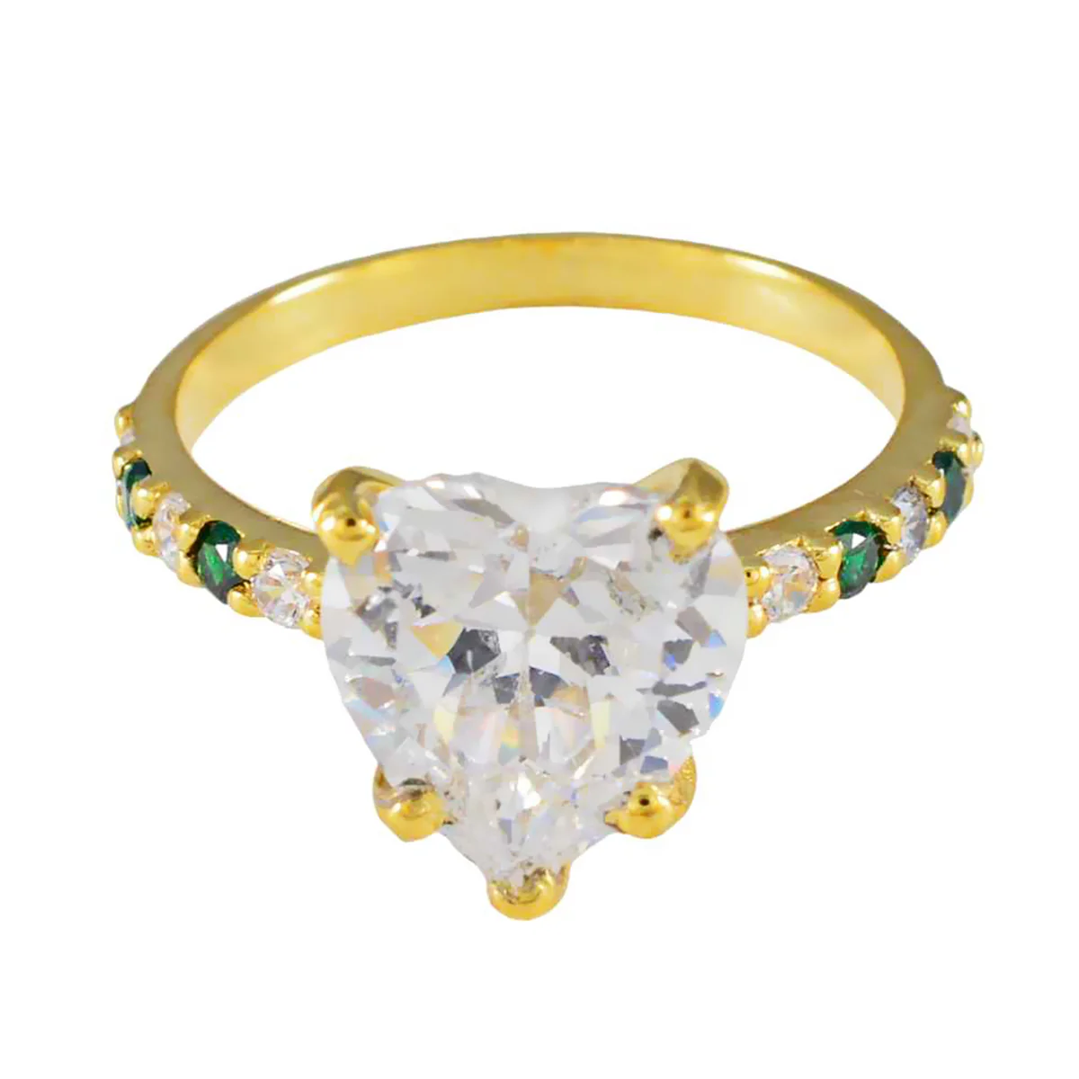 Emerald CZ Halo Indian Silver Green Gemstones Dainty Love Ring Jewelry