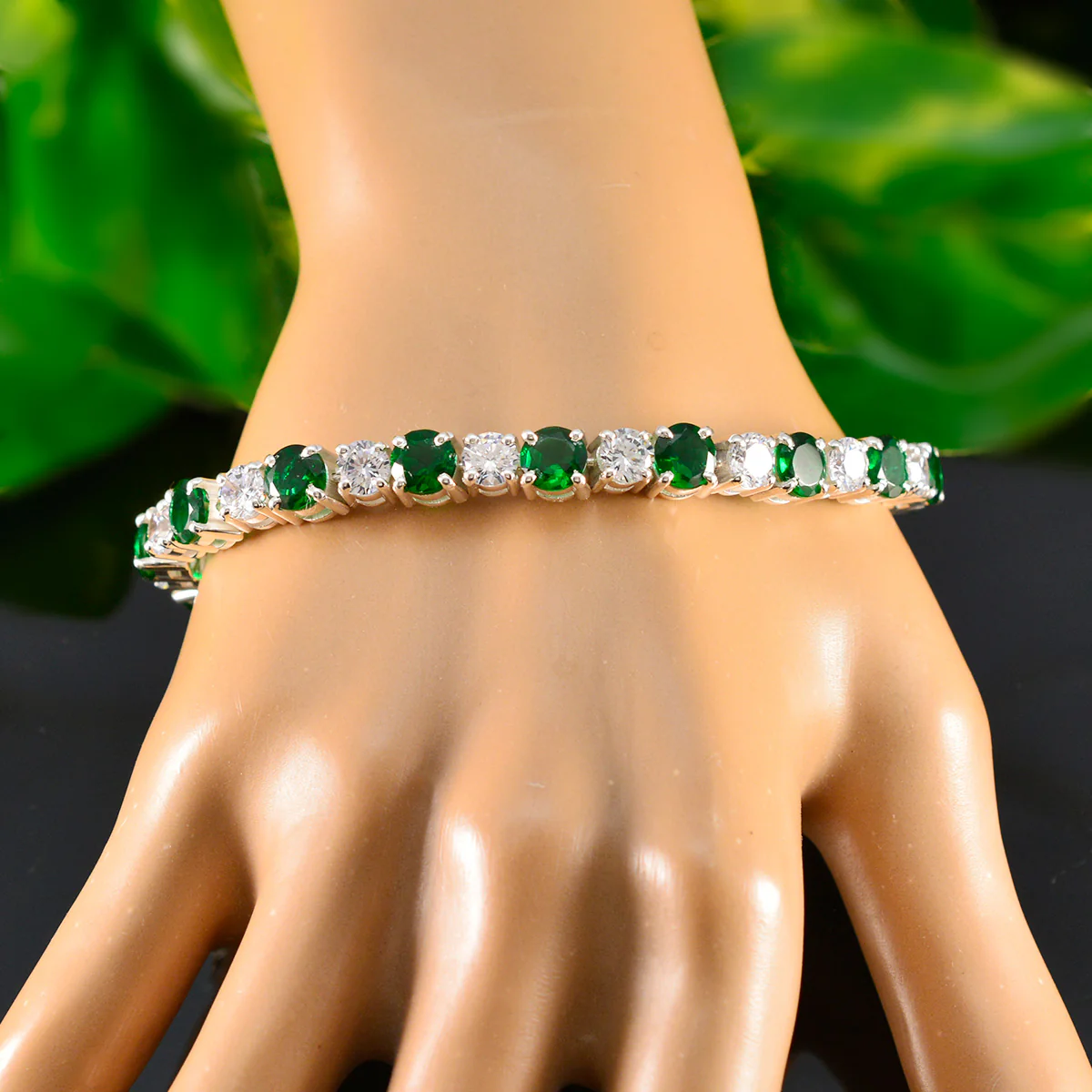 Emerald CZ hollywood Essential Green 925 Silver Tennis Bracelet - Image 6