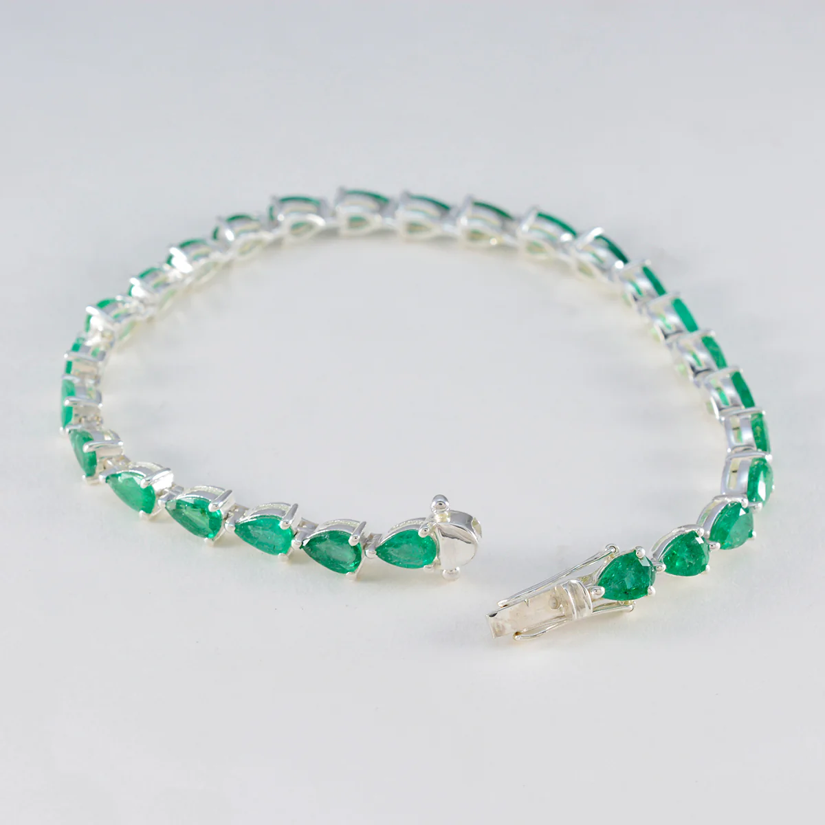 Emerald CZ Independence Day Tiny Green Silver Tennis Bracelet - Image 3