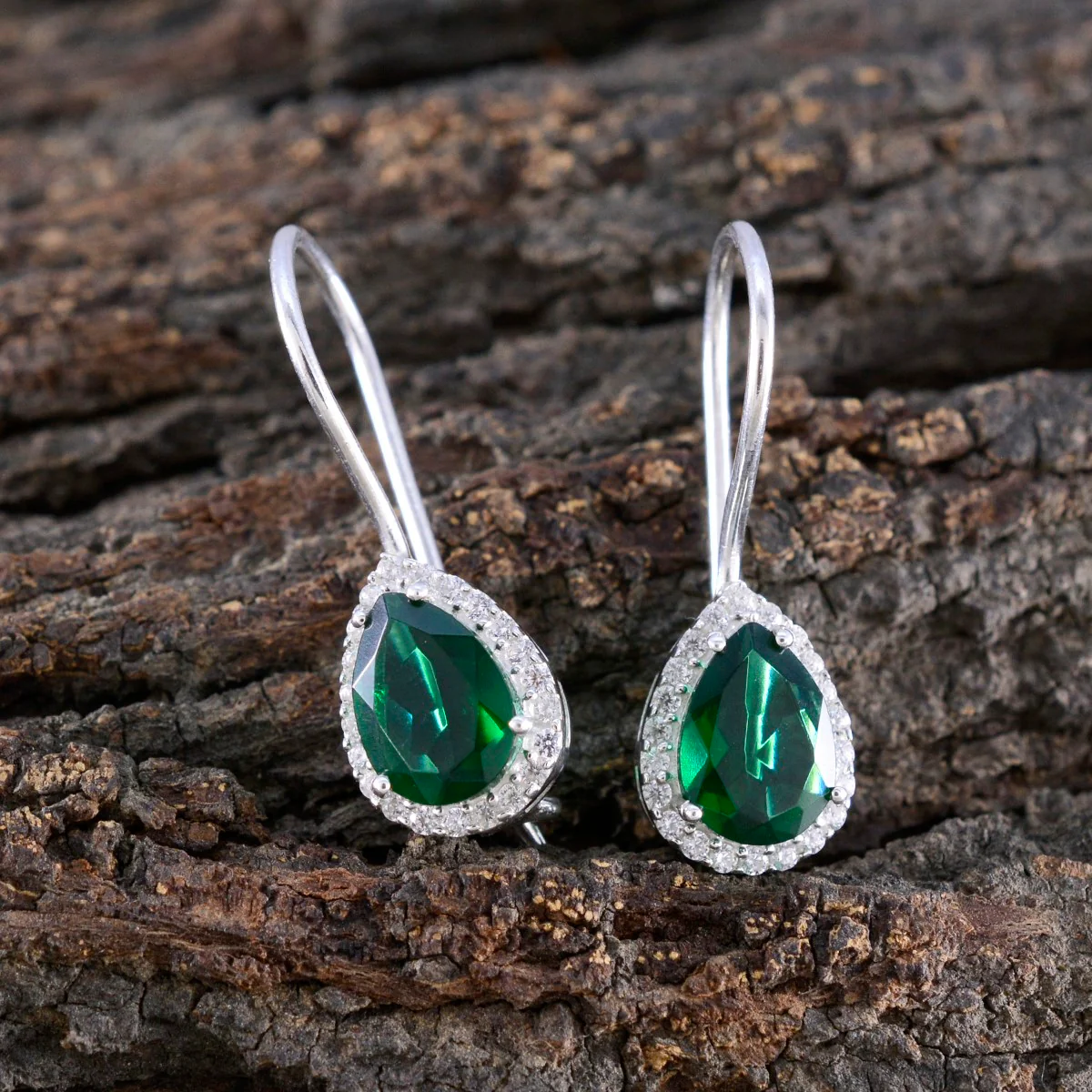 Emerald CZ Indian Ayeesha multiple Dangle Green 92.5 Silver Earring - Image 4