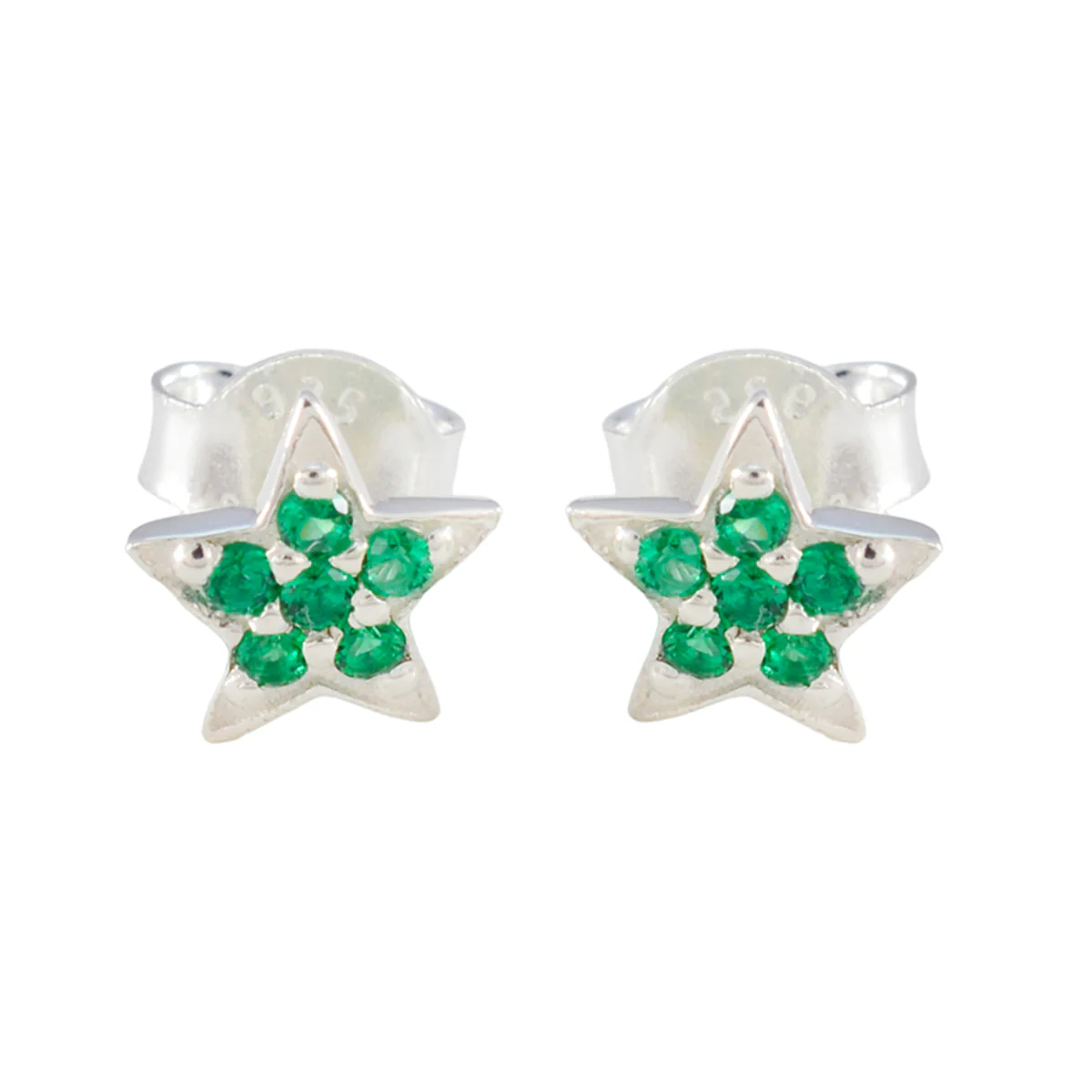 Emerald CZ Mexican Paula multiple Stud Green Sterling Silver Earring