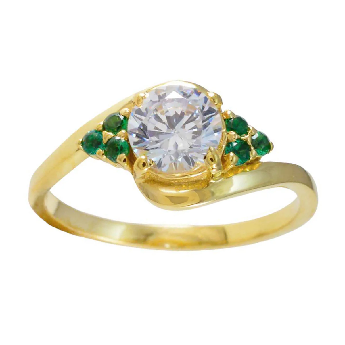 Emerald CZ multiple Indian Sterling Silver Green Gemstones Delicate Romantic Ring Jewelry - Image 3