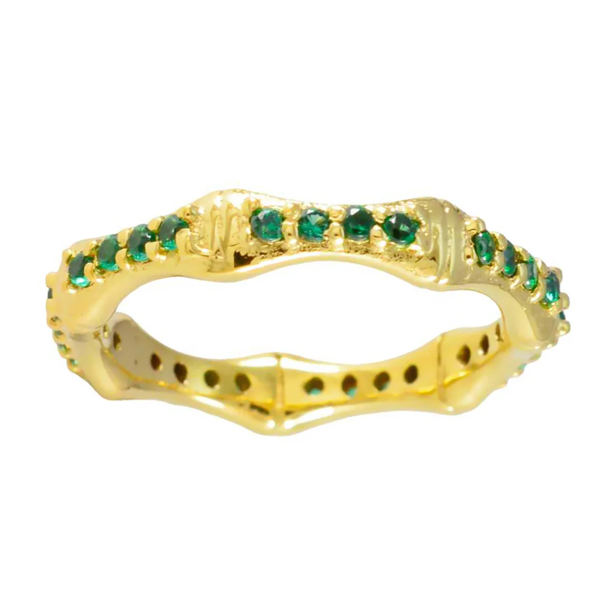 Emerald CZ multiple Korean Silver Green Gemstone Delicate Eternity Band Jewelry - Image 3