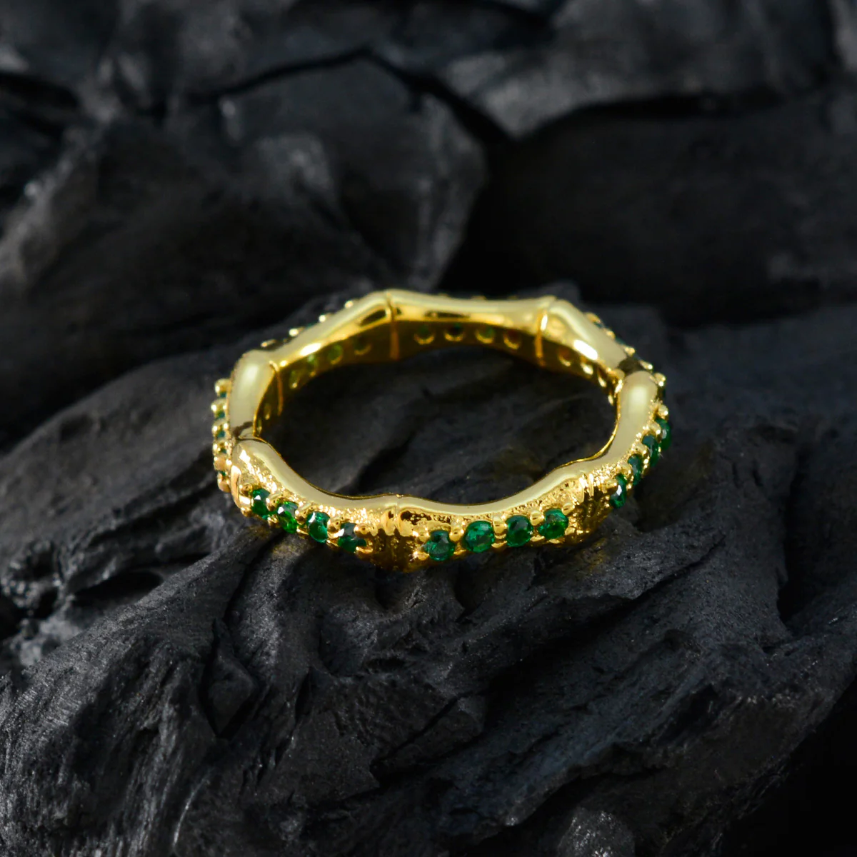 Emerald CZ multiple Korean Silver Green Gemstone Delicate Eternity Band Jewelry - Image 4