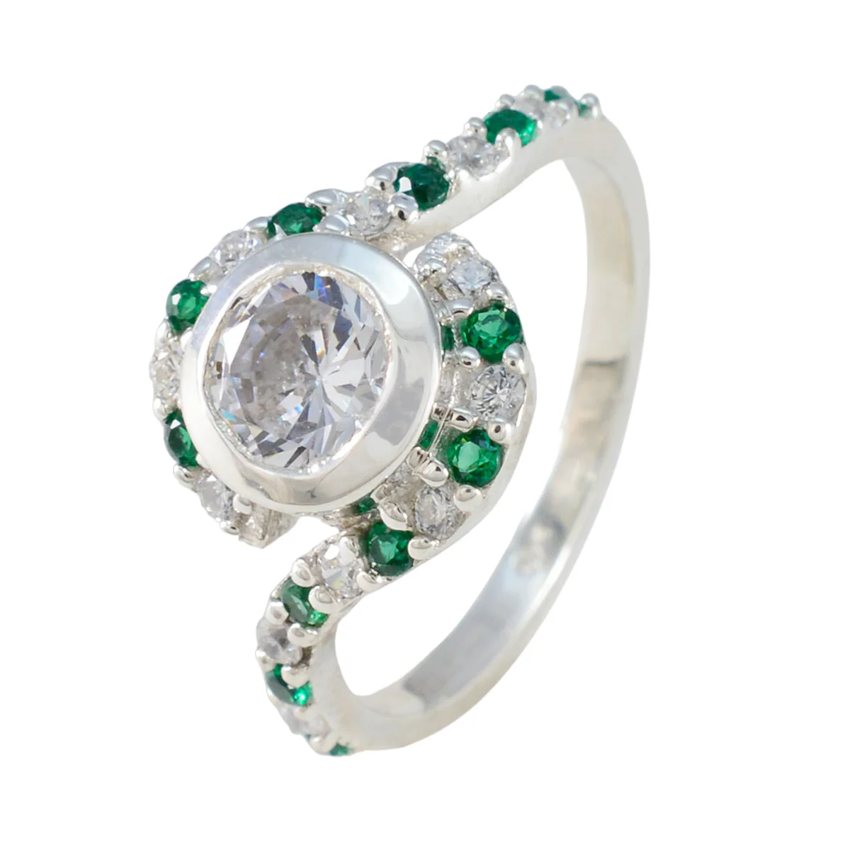 Emerald CZ multiple Korean Sterling Silver Green Gemstones Whisper-thin Sophisticated Ring Jewellery - Image 2