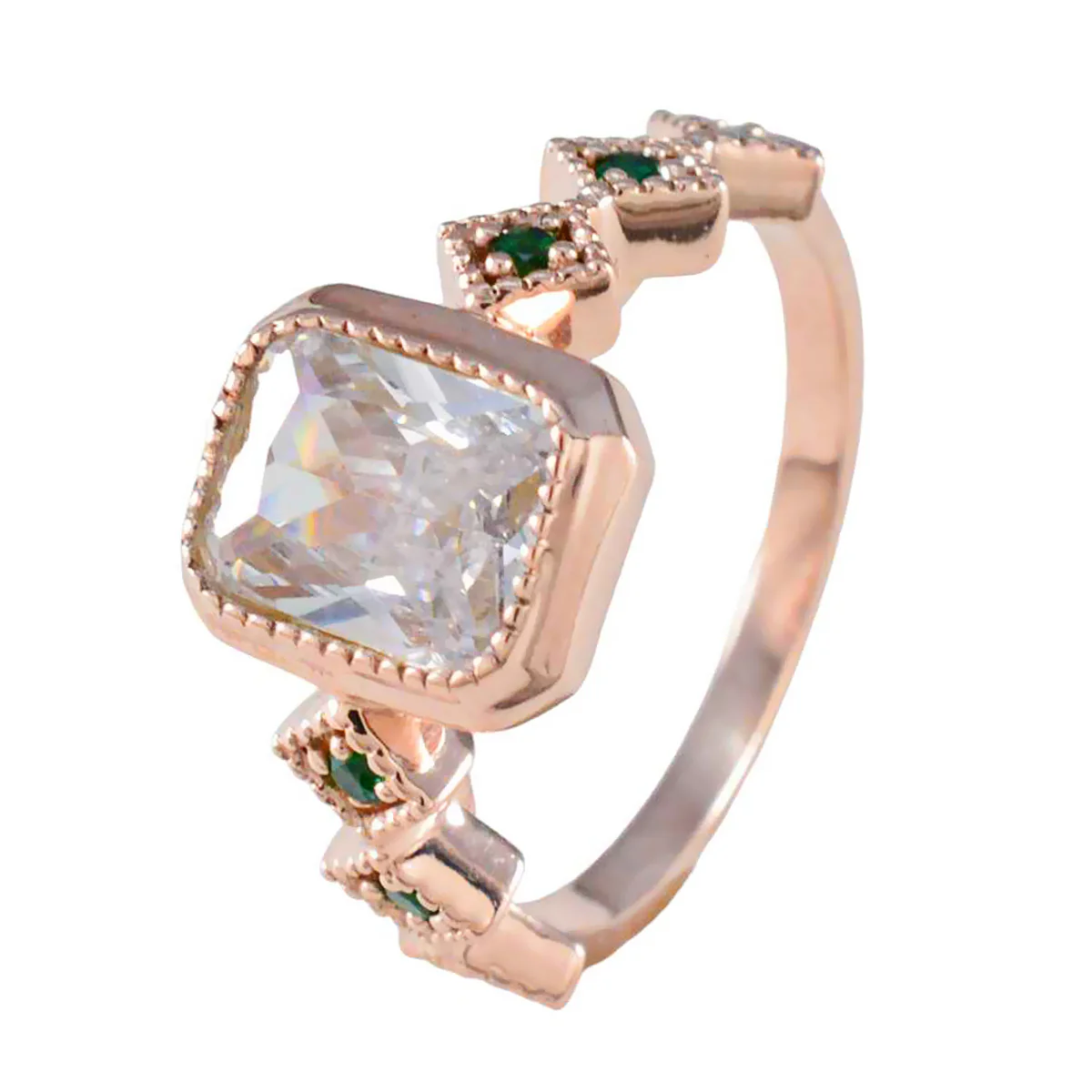 Emerald CZ Penta American Silver Green Gemstone Delicate Graceful Ring Jewellery - Image 2