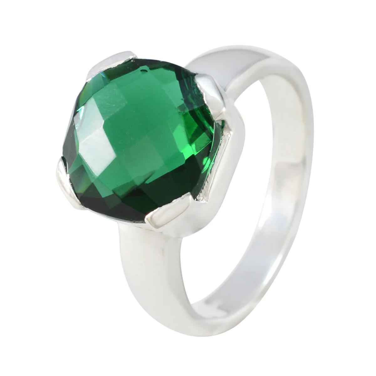 Emerald CZ Solitaire Italian 925 Sterling Silver Green Gems Statement Signet Ring Jewellery - Image 2