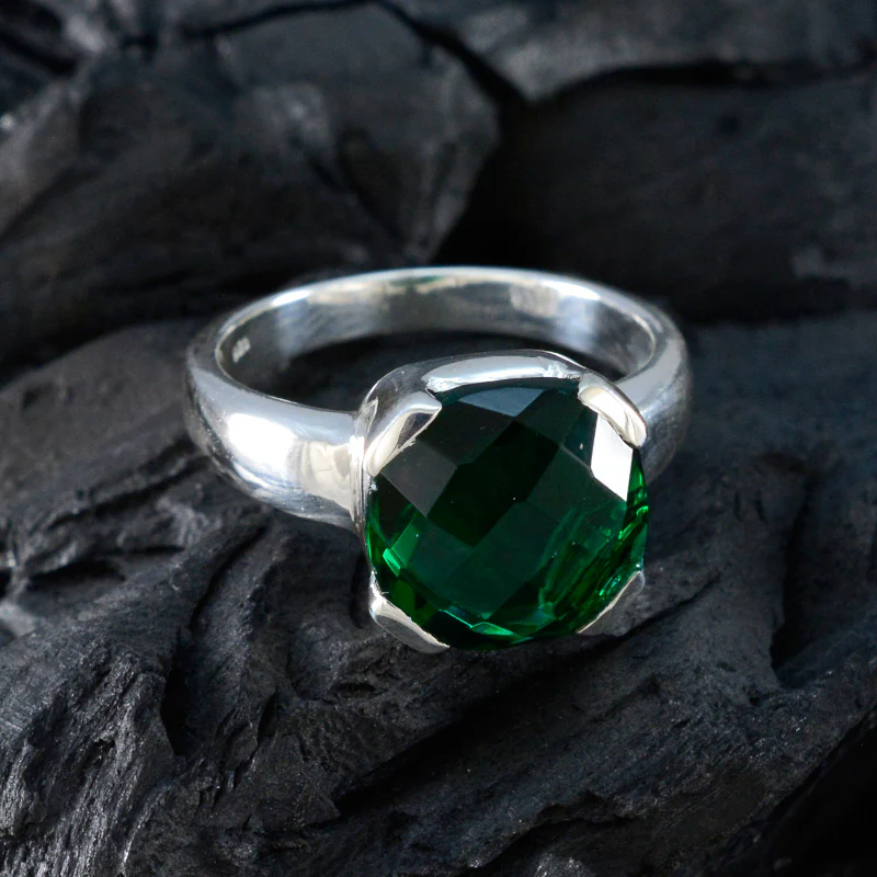 Emerald CZ Solitaire Italian 925 Sterling Silver Green Gems Statement Signet Ring Jewellery - Image 4