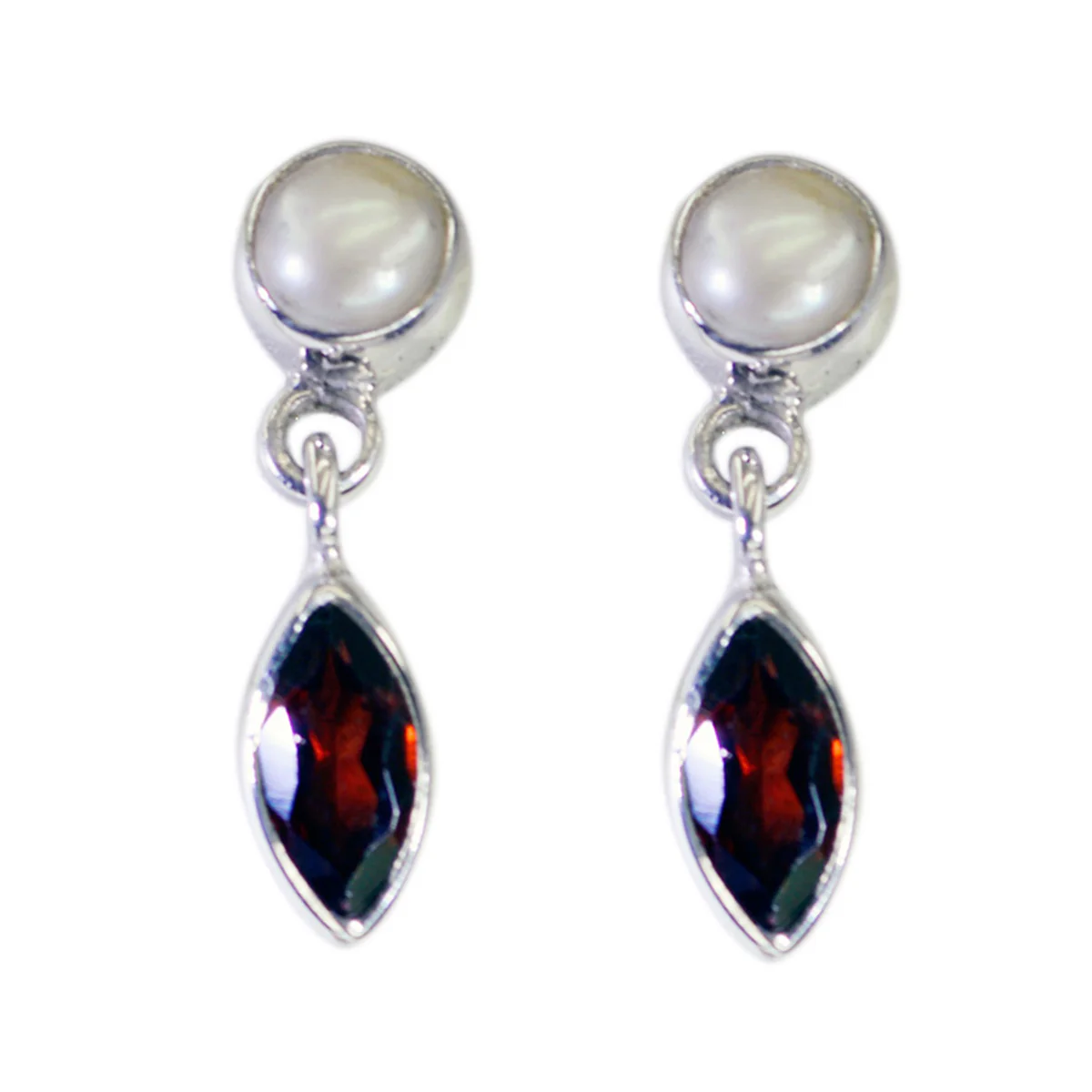 Garnet African Greta multiple Stud Red 925 Sterling Silver Earring