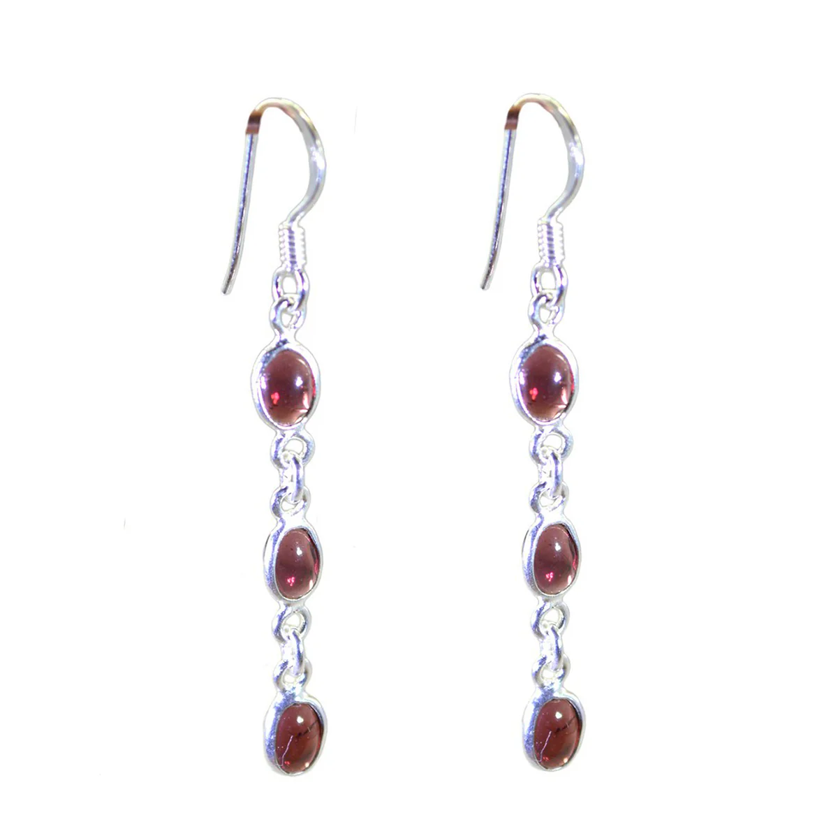 Garnet African Noelia multiple Dangle Red Silver Earring
