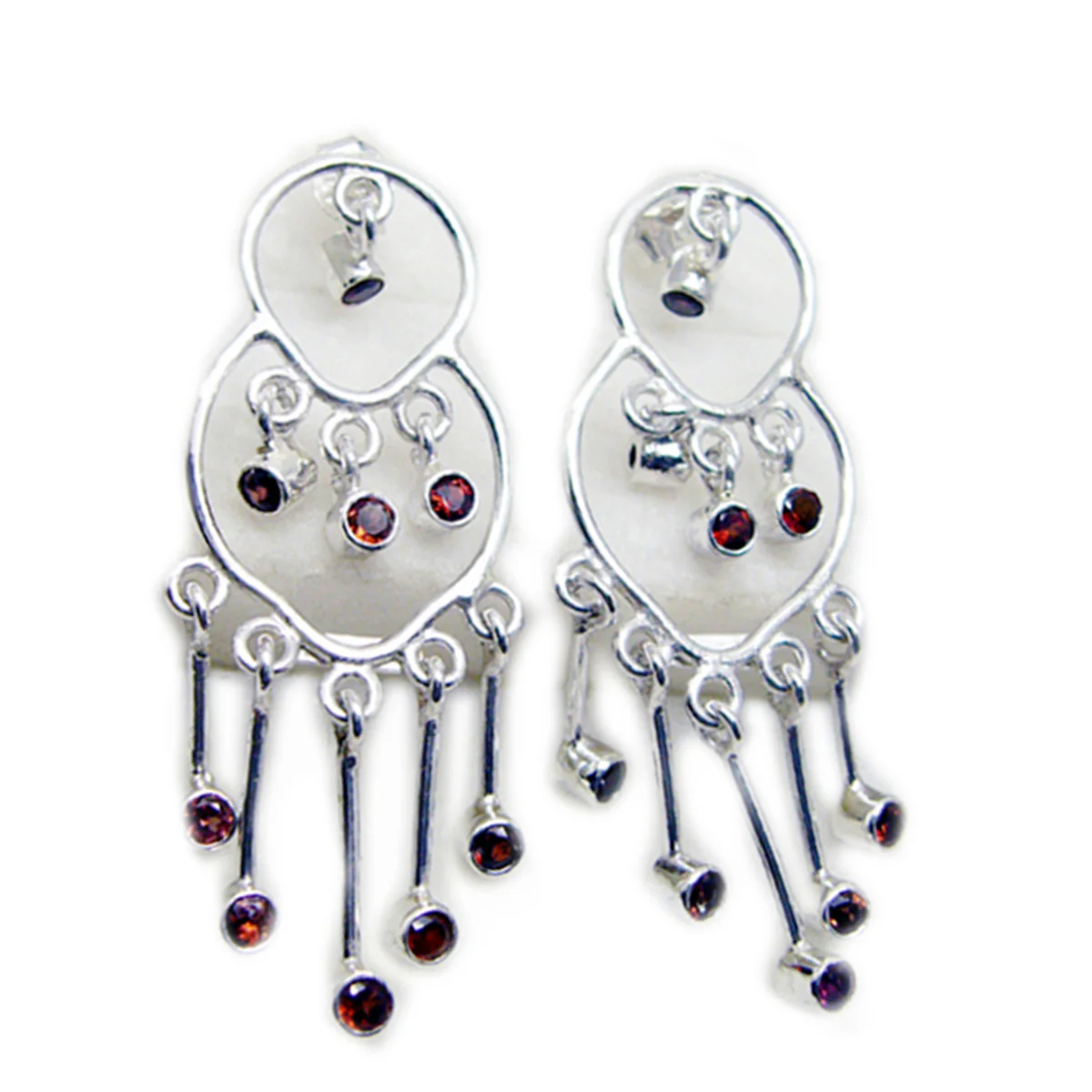 Garnet American Eliza multiple Stud Red Silver Earring