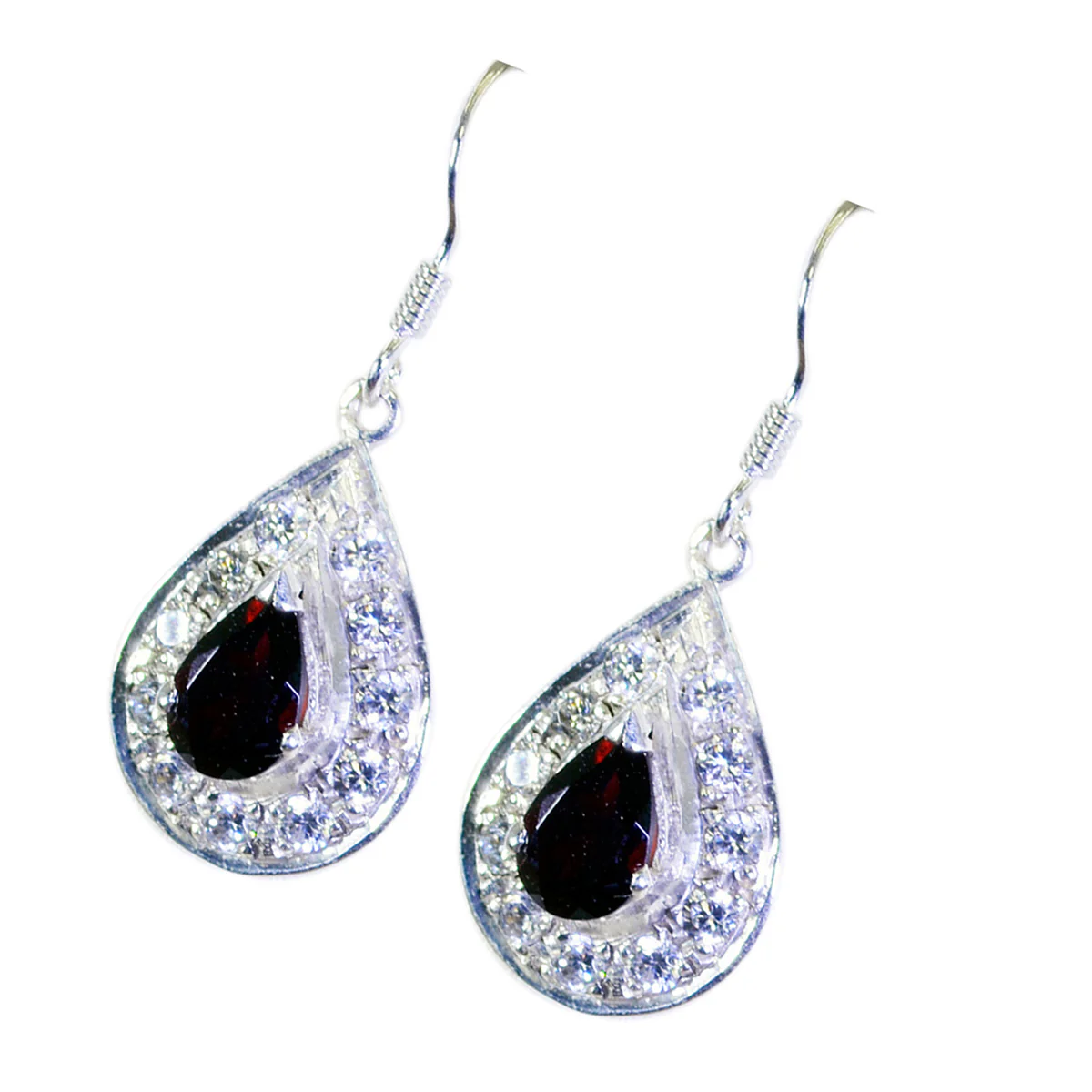 Garnet American Hanna multiple Dangle Red 92.5 Silver Earring - Image 2