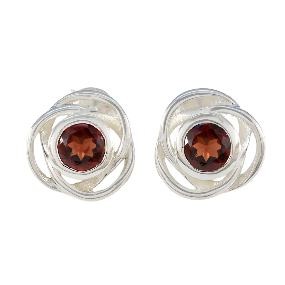 Garnet American Micaelaa Solitaire Stud Red 92.5 Silver Earring