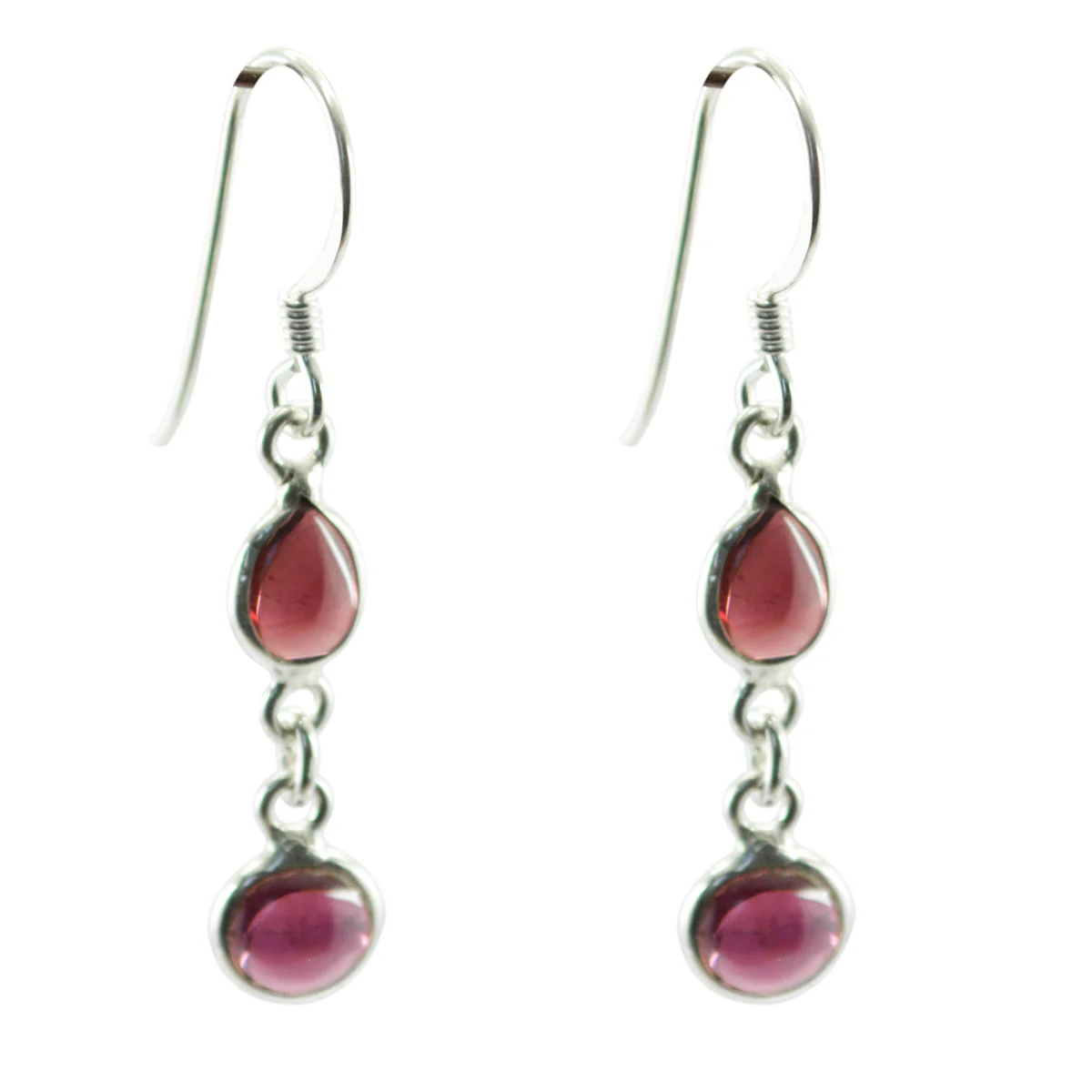 Garnet American Noelia multiple Dangle Red 925 Silver Earring - Image 2