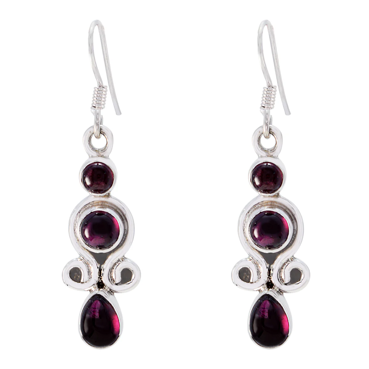 Garnet American Rebeca multiple Dangle Red 925 Silver Earring