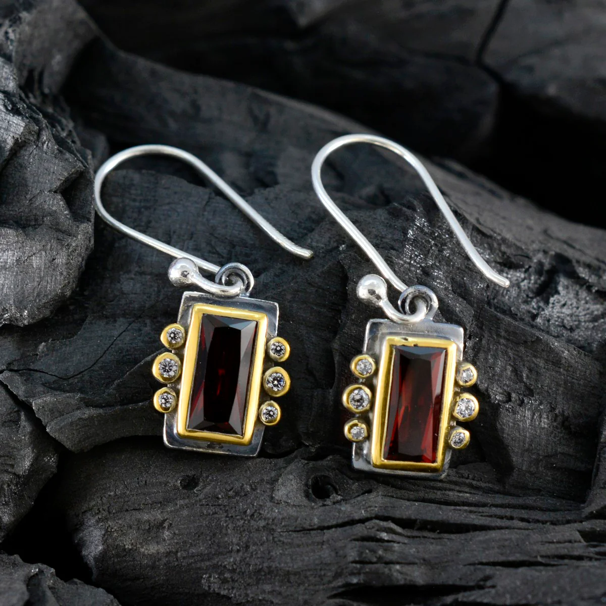 Garnet American Riley multiple Dangle Red 92.5 Silver Earring - Image 3