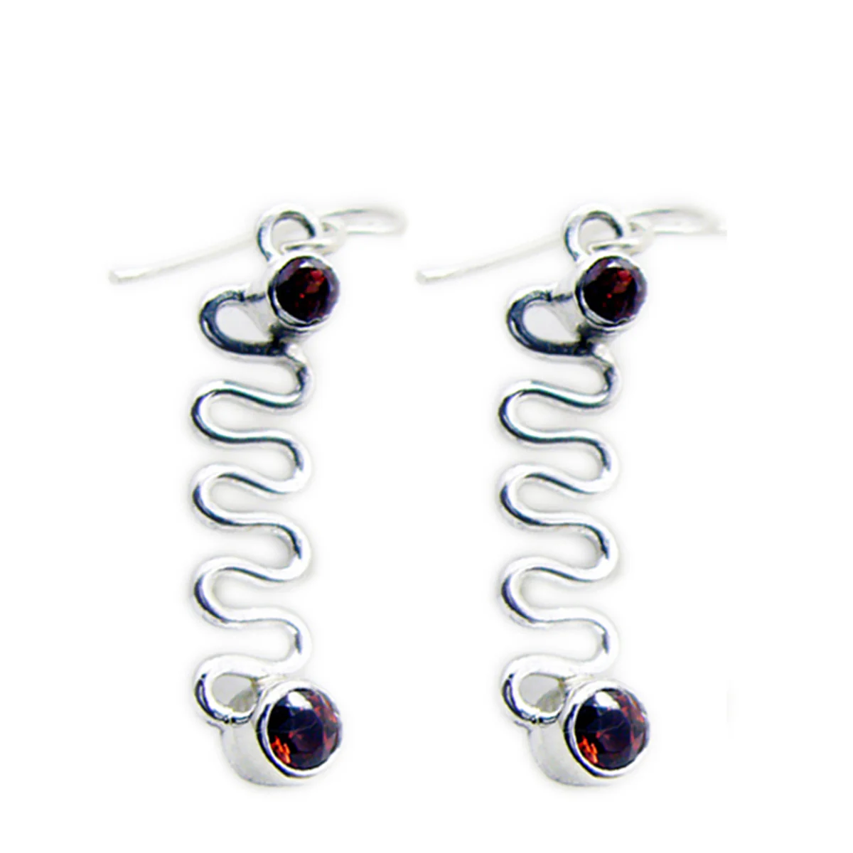 Garnet American Victoria multiple Dangle Red Silver Earring