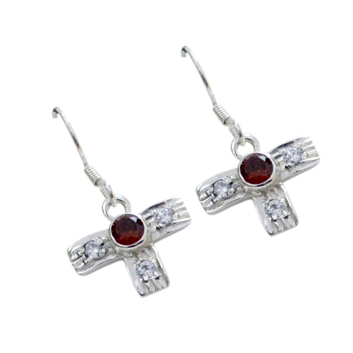 Garnet American Yuna multiple Dangle Red Sterling Silver Earring - Image 2