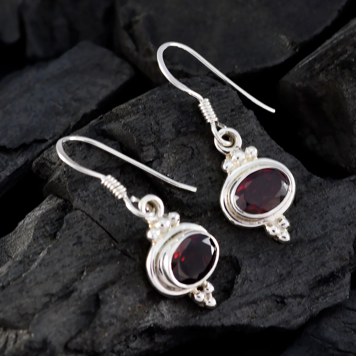 Garnet Australian Isla multiple Dangle Red 925 Silver Earring - Image 2