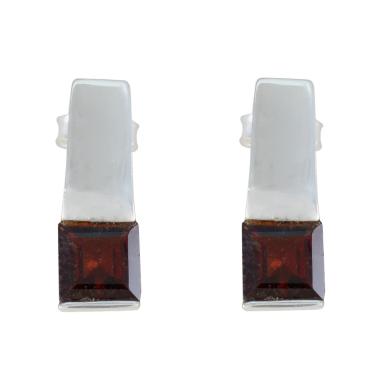 Garnet Australian Lea Solitaire Stud Red Sterling Silver Earring