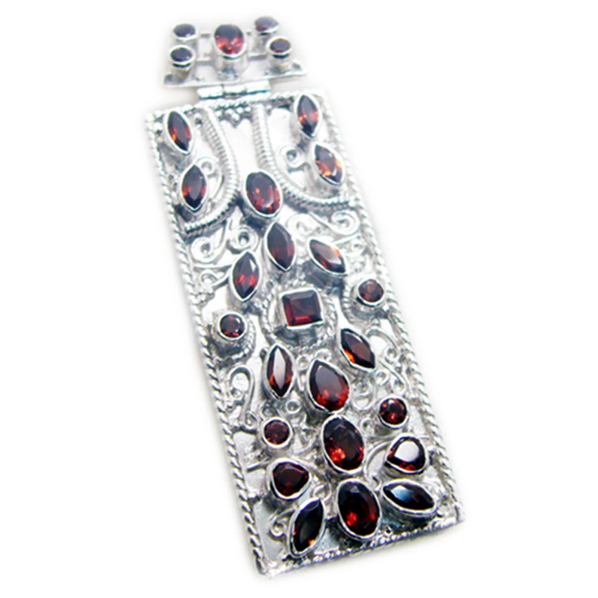 Garnet Chunky Egyptian 92.5 Silver multiple Ida Rope-Wire Red Pendant Jewellery - Image 2