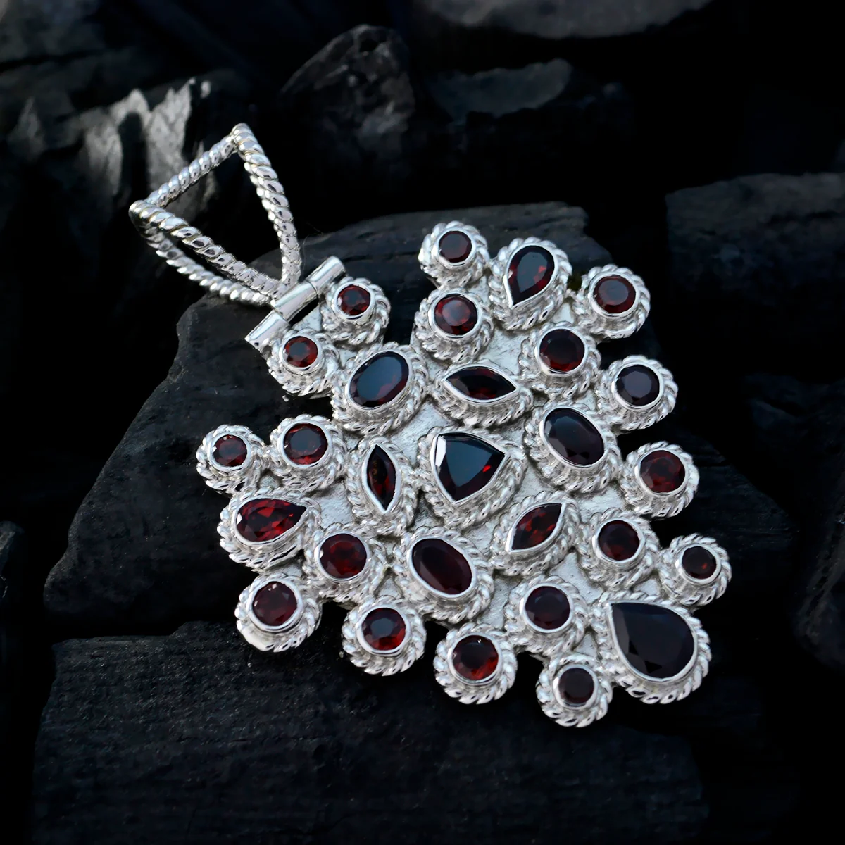 Garnet Chunky Mexican 925 Silver multiple Isabel Rope-Wire Red Pendant Jewelry - Image 3