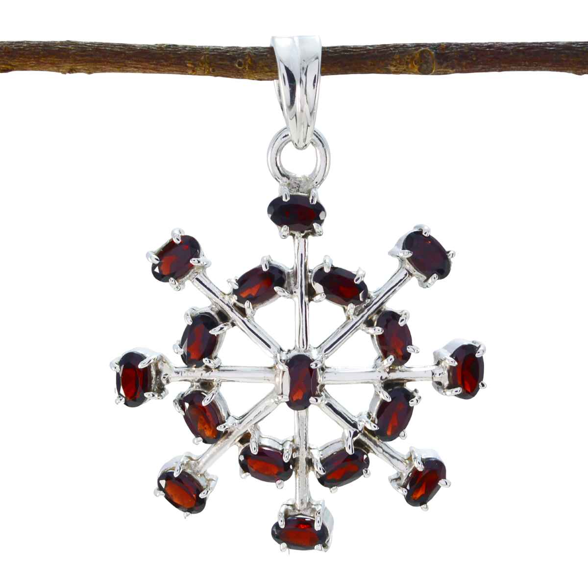 Garnet Classic Russian Sterling Silver multiple Daniela Modern Red Pendant Jewellery