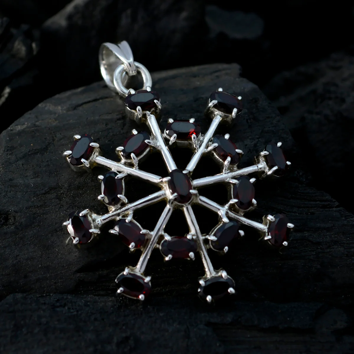 Garnet Classic Russian Sterling Silver multiple Daniela Modern Red Pendant Jewellery - Image 4