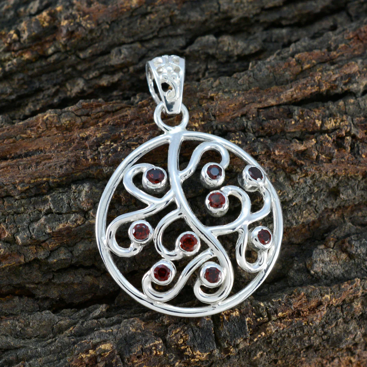 Garnet Classic Russian Sterling Silver multiple Josephine Cocktail Red Pendant Jewellery - Image 3