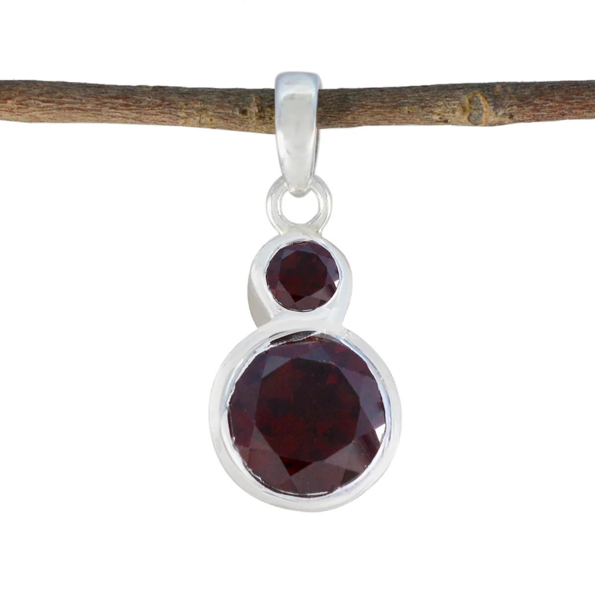Garnet Dainty Russian 925 Silver Toi et Moi Chloe Romantic Red Pendant Jewelry