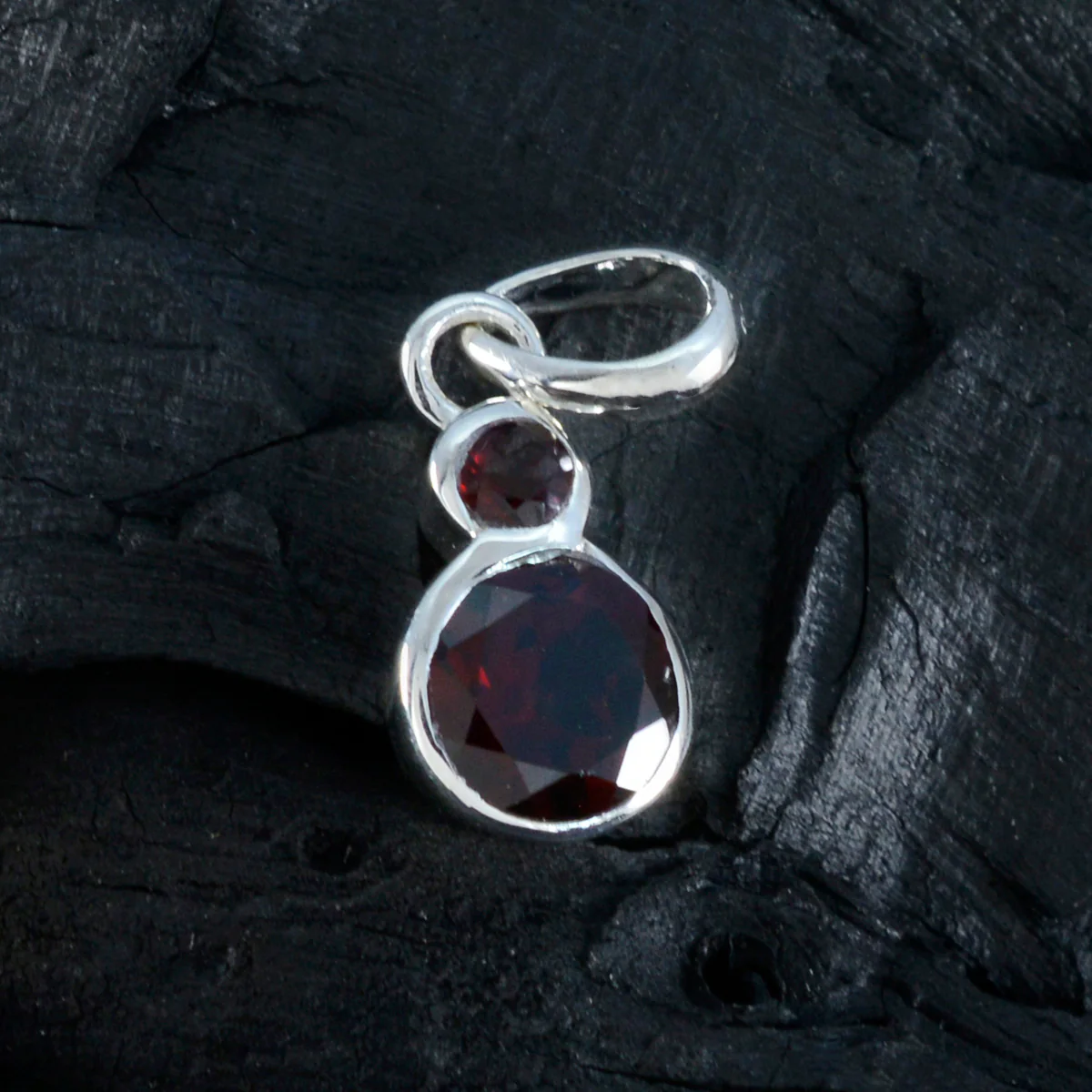 Garnet Dainty Russian 925 Silver Toi et Moi Chloe Romantic Red Pendant Jewelry - Image 3