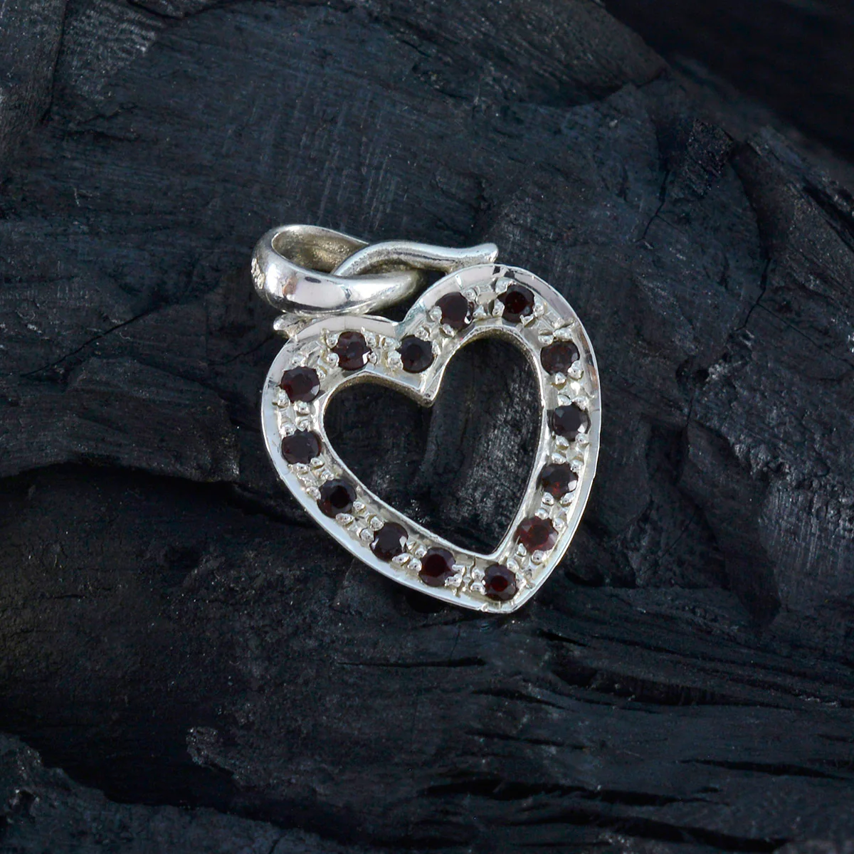 Garnet Delicate Indian Sterling Silver multiple Meera valentine Red Pendant Jewellery - Image 4