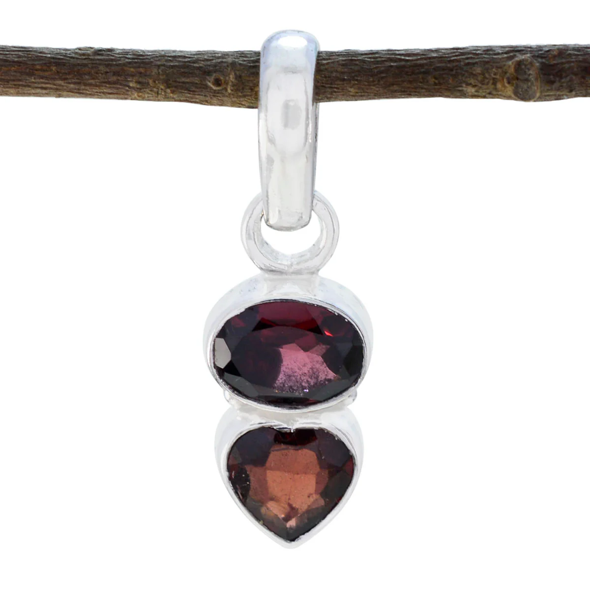 Garnet Delicate Mexican Silver Toi et Moi Kennedy Glamorous Red Pendant Jewelry