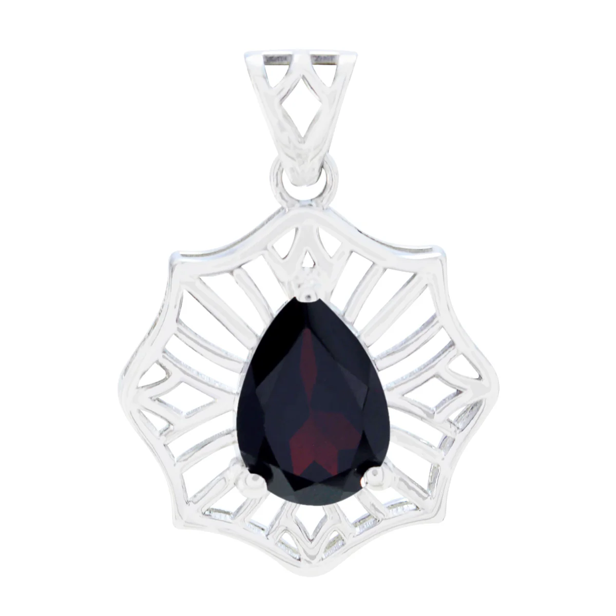 Garnet Delicate Spanish 92.5 Silver Solitaire Charlotte Victorian Red Pendant Jewellery