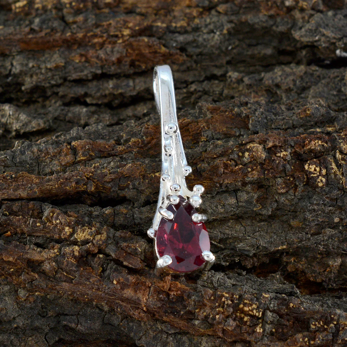 Garnet Delicate Spanish 925 Silver Solitaire Ana Graceful Red Pendant Jewelry - Image 2