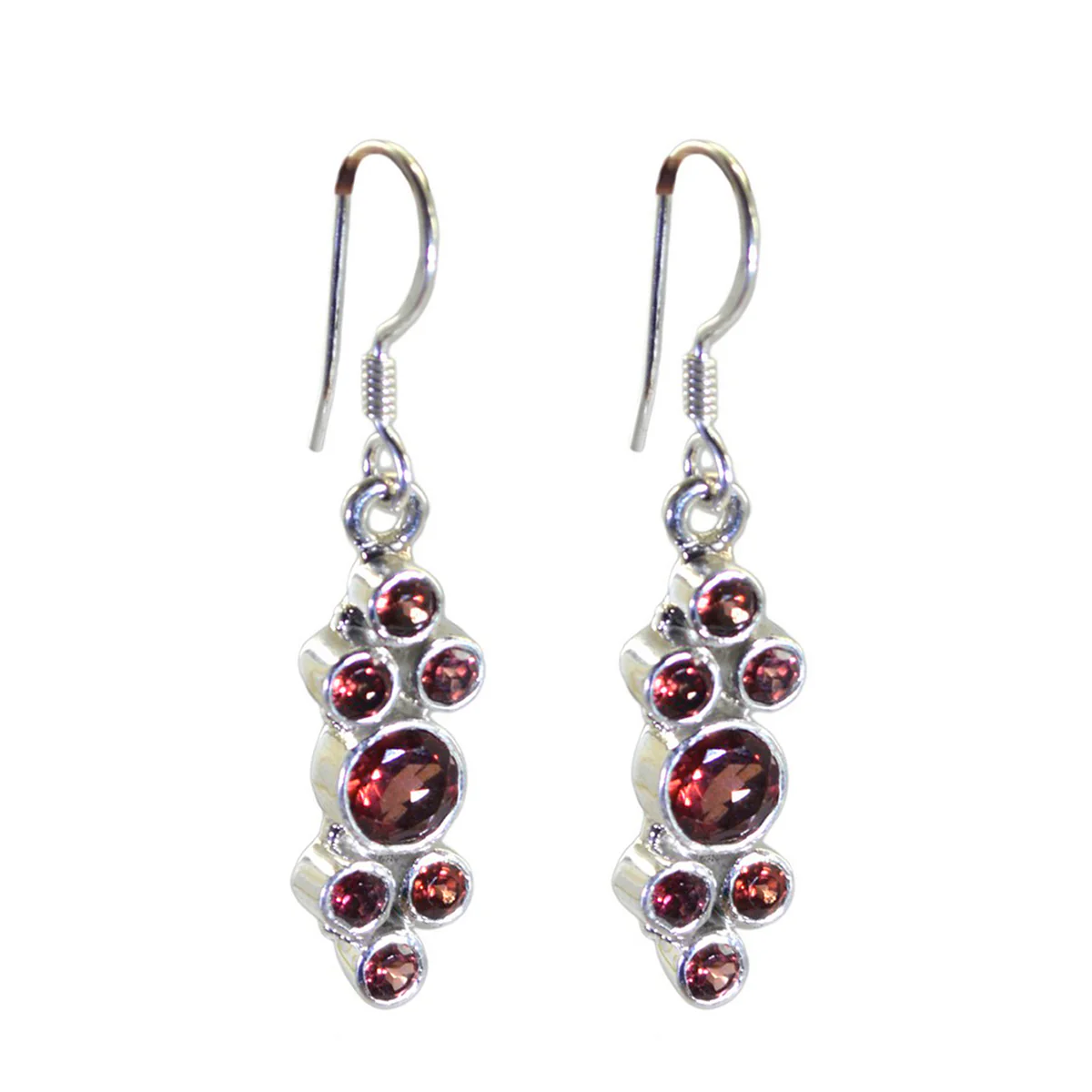 Garnet Egyptian Harper multiple Dangle Red Sterling Silver Earring