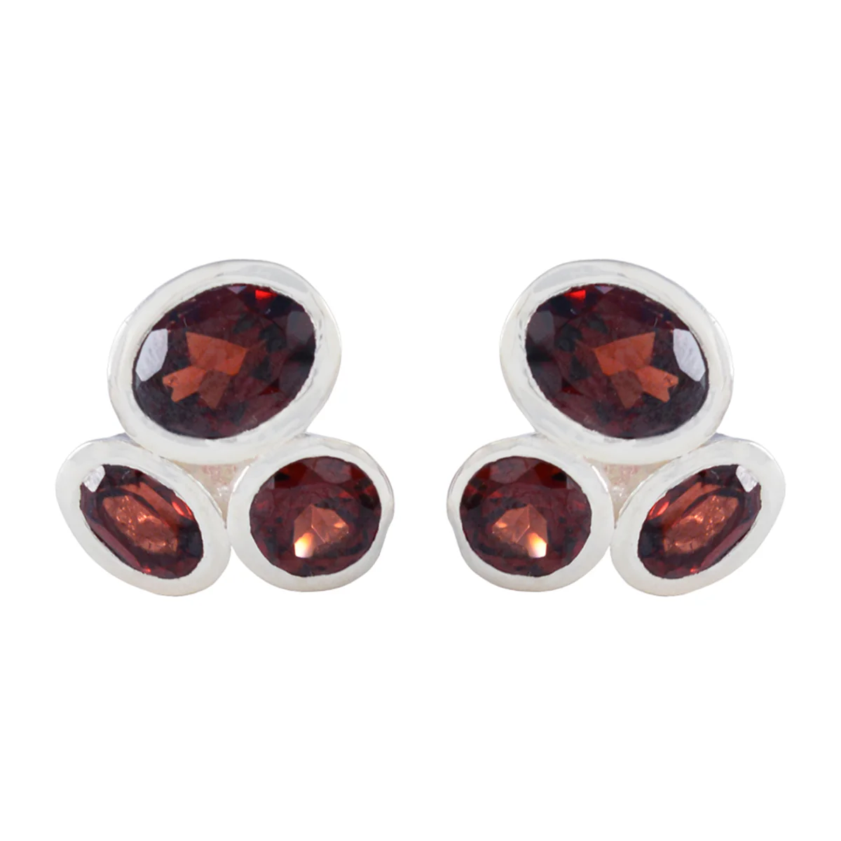 Garnet Egyptian Ji-eun multiple Stud Red 92.5 Silver Earring