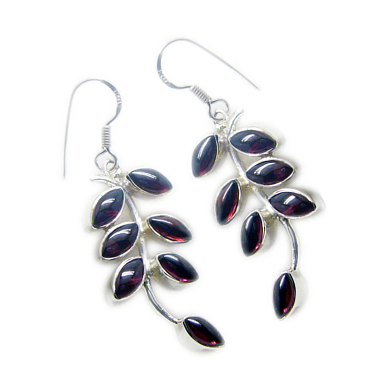 Garnet Egyptian Pilar multiple Dangle Red 92.5 Silver Earring - Image 3