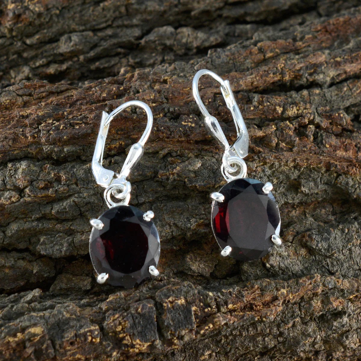 Garnet Egyptian Yasmin Solitaire Dangle Red 925 Sterling Silver Earring - Image 3