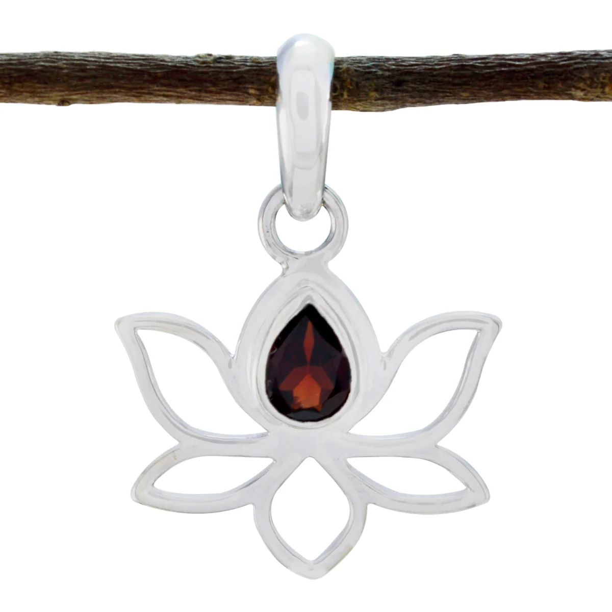 Garnet Elegant Japanese 92.5 Silver Solitaire Jia Rope-Wire Red Pendant Jewellery