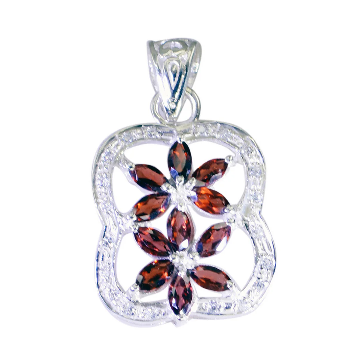 Garnet Eye-catching Indian 92.5 Silver multiple Ananya valentine Red Pendant Jewellery