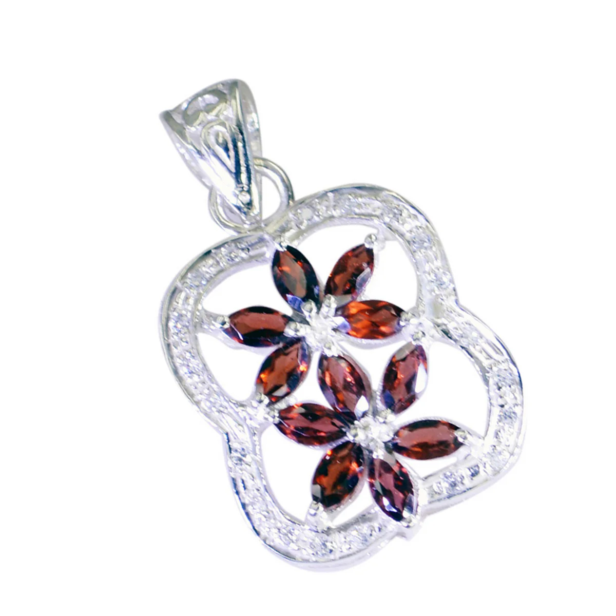 Garnet Eye-catching Indian 92.5 Silver multiple Ananya valentine Red Pendant Jewellery - Image 2