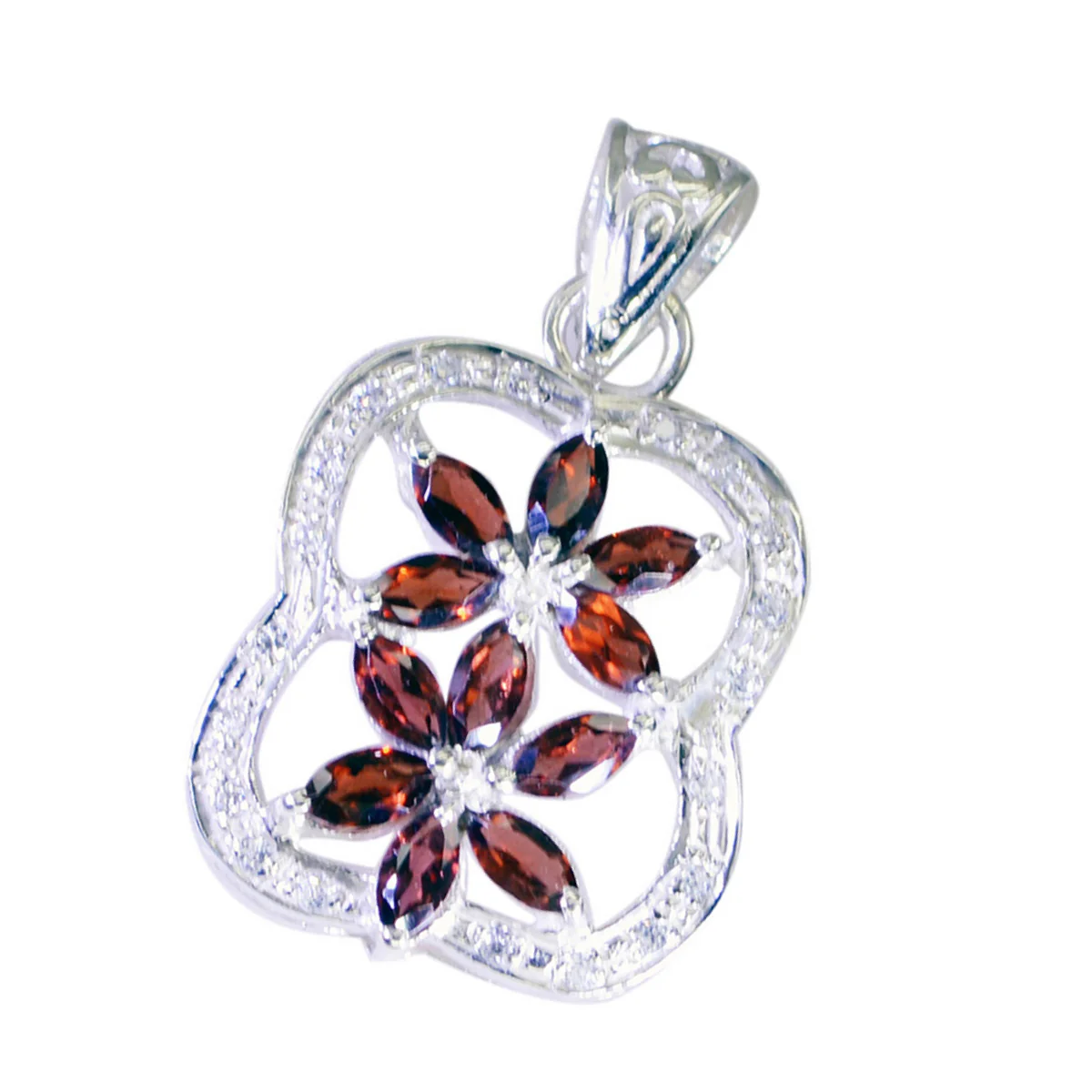 Garnet Eye-catching Indian 92.5 Silver multiple Ananya valentine Red Pendant Jewellery - Image 3