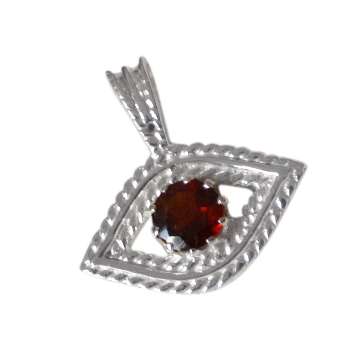 Garnet Featherlight American Sterling Silver Solitaire Camila Rope-Wire Red Pendant Jewellery
