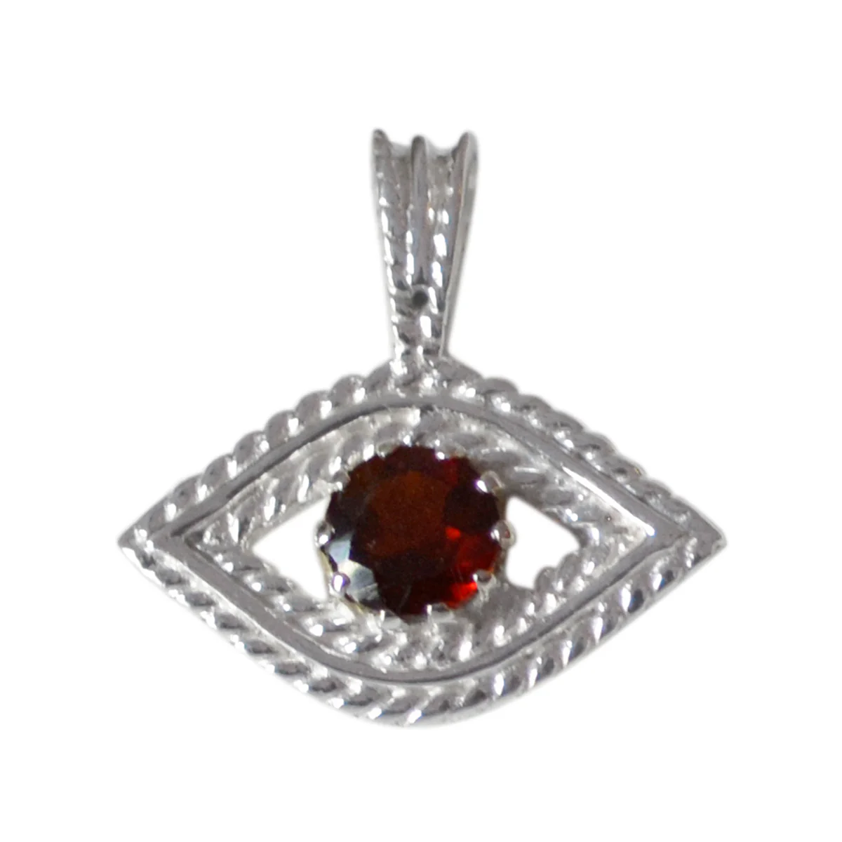 Garnet Featherlight American Sterling Silver Solitaire Camila Rope-Wire Red Pendant Jewellery - Image 2