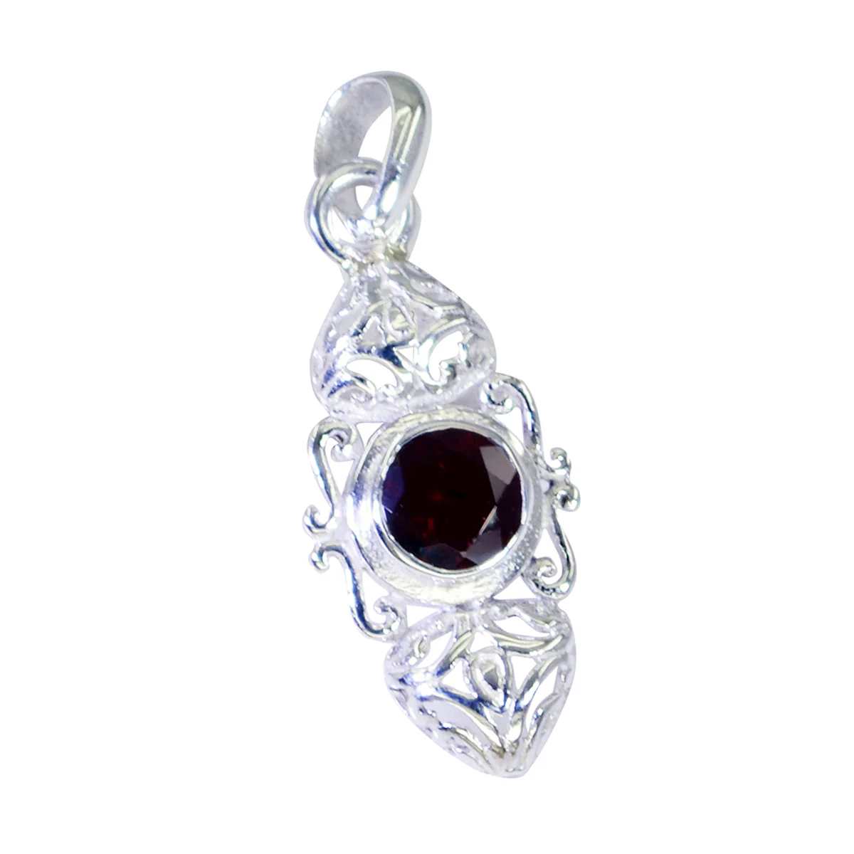Garnet Featherlight French Silver Solitaire Isabelle Vintage Red Pendant Jewelry - Image 3