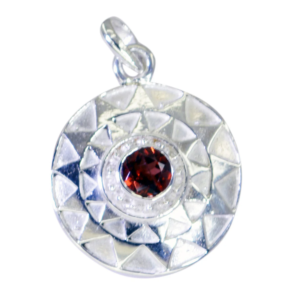 Garnet Featherlight Italian 92.5 Silver Solitaire Olivia Victorian Red Pendant Jewellery - Image 2