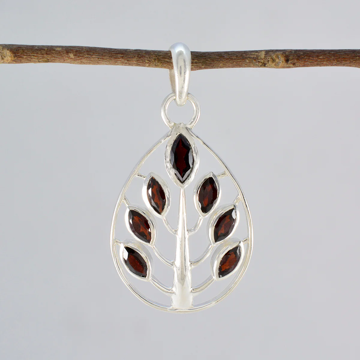Garnet Featherlight Mexican Silver Hepta Aisha Romantic Red Pendant Jewelry - Image 2