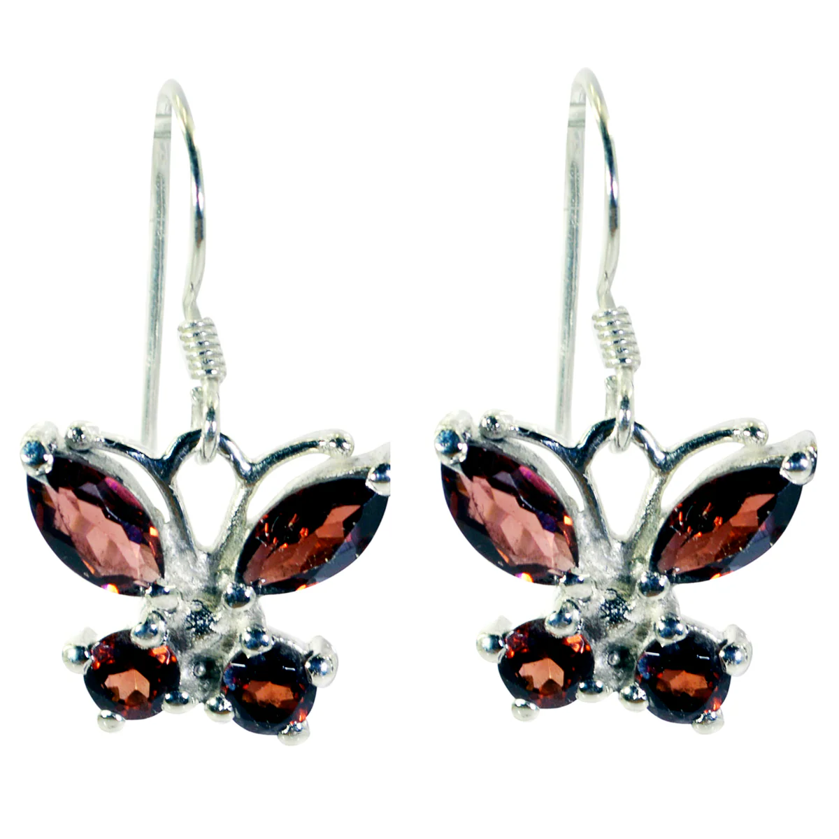 Garnet French Evelyn multiple Dangle Red 925 Silver Earring - Image 2