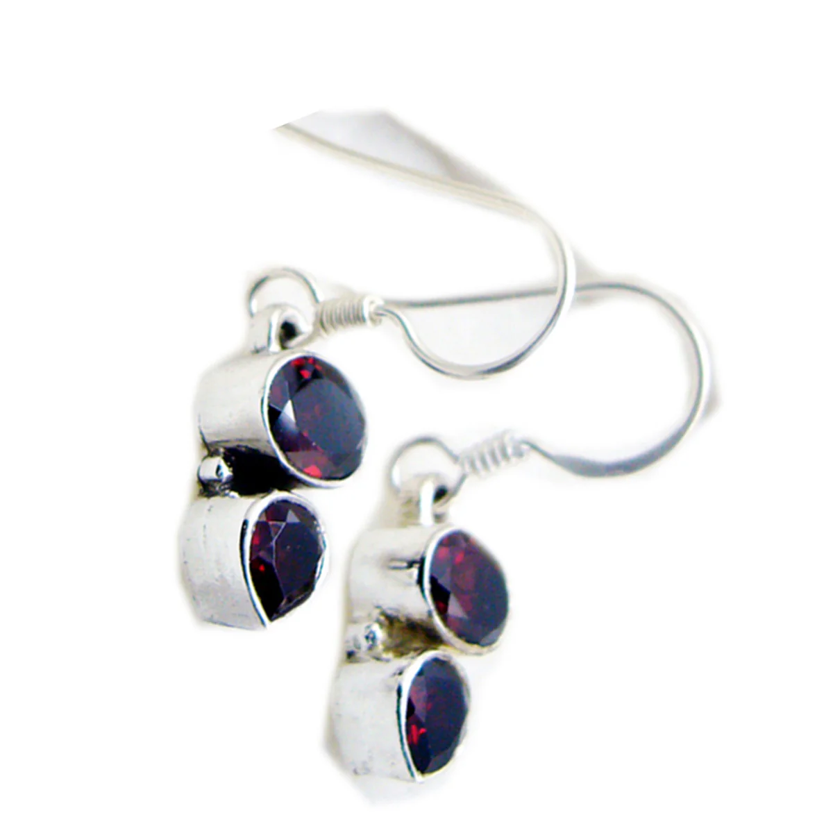 Garnet French Giulia multiple Dangle Red 925 Silver Earring - Image 2